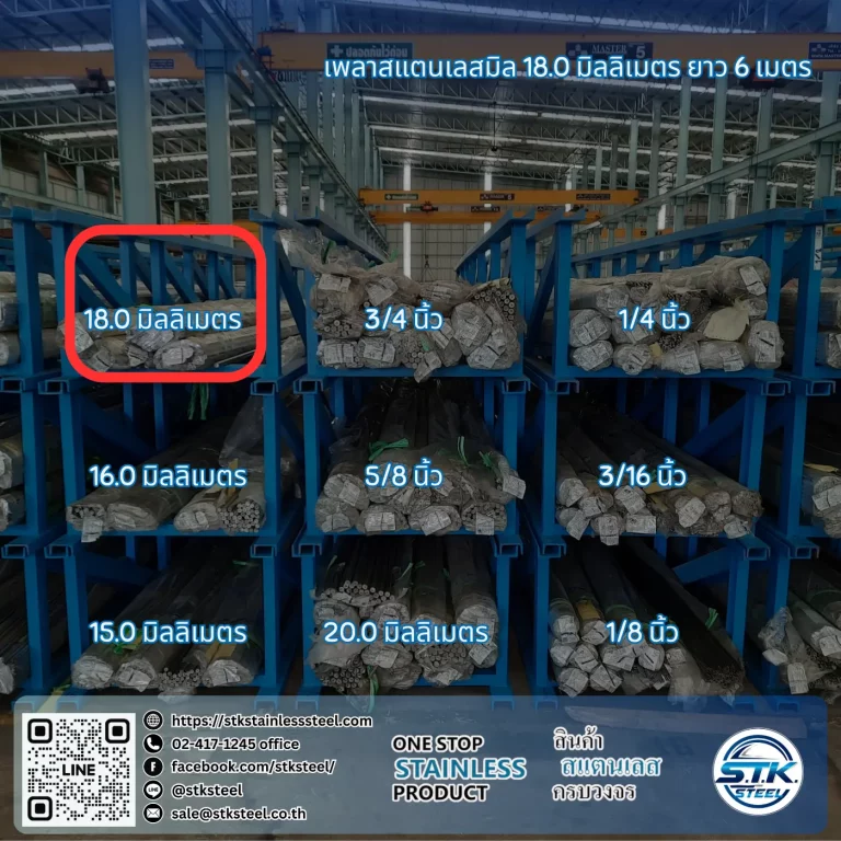 เพลาสแตนเลสกลม 304 18mm